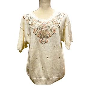Vintage Maurada embellished off white knit top